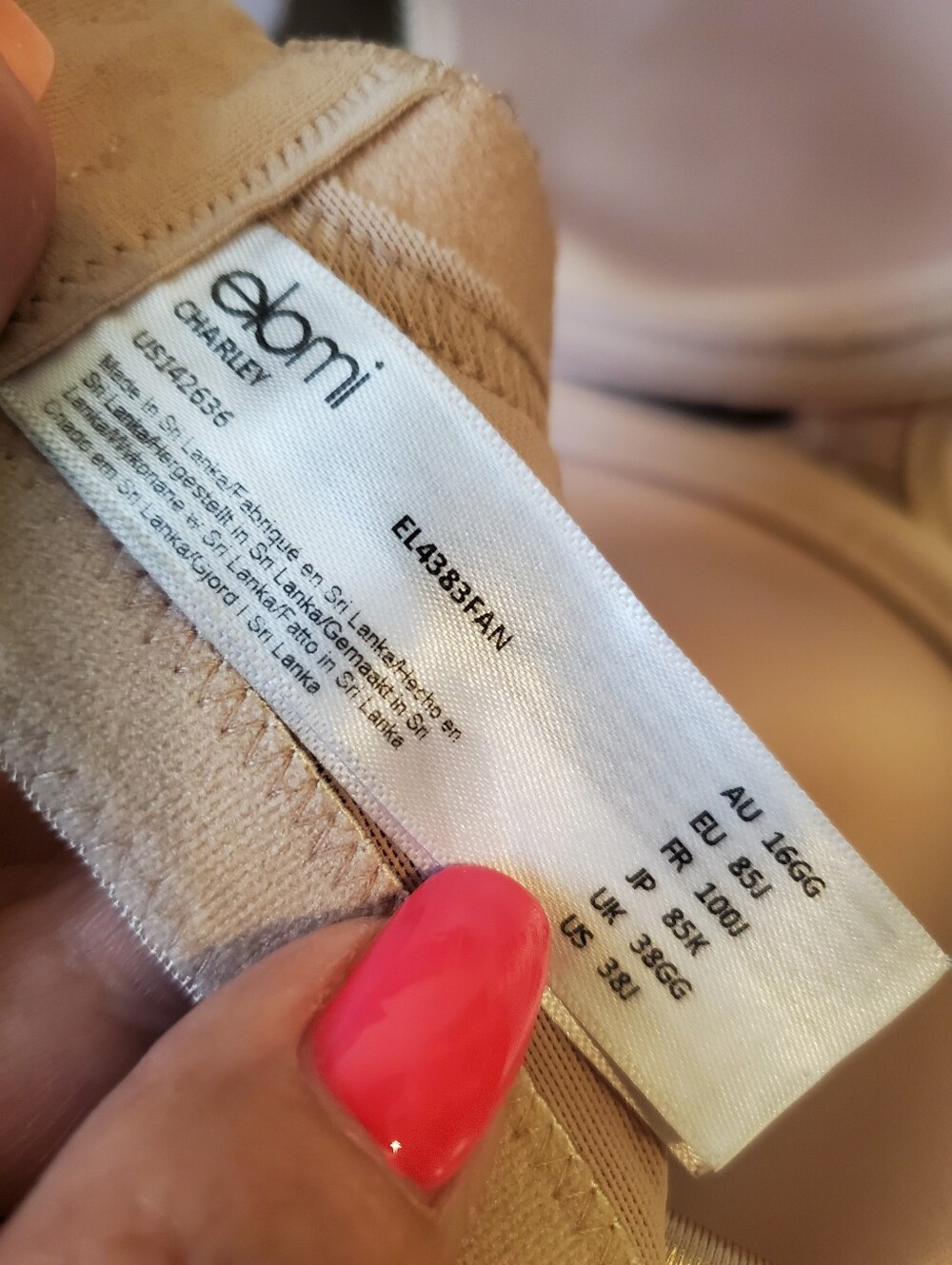 Elomi Charley Spacer Underwire Bra Sz 38j - Picture 3 of 3